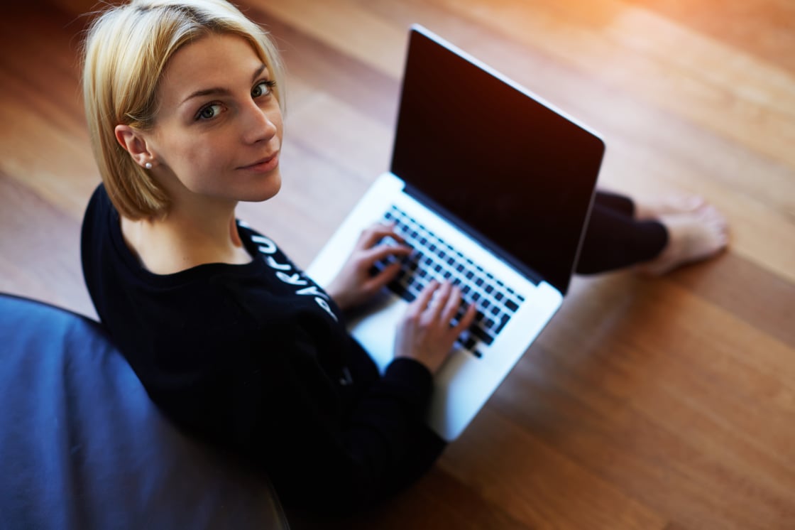 Woman working remotely